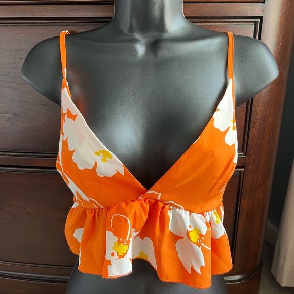 Orange Floral Tank Top - Picture 1 of 3